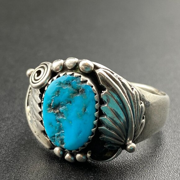 Richard Begay (RB) Navajo Sterling Silver Turquoise Ring Size 11.75 - 11.2 grams - Picture 2 of 15